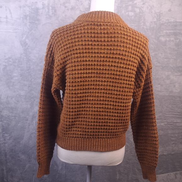 Universal Thread Warm Tan Brown Mock Neck knit Chunky Cropped Sweater Sz Small - Picture 3 of 14
